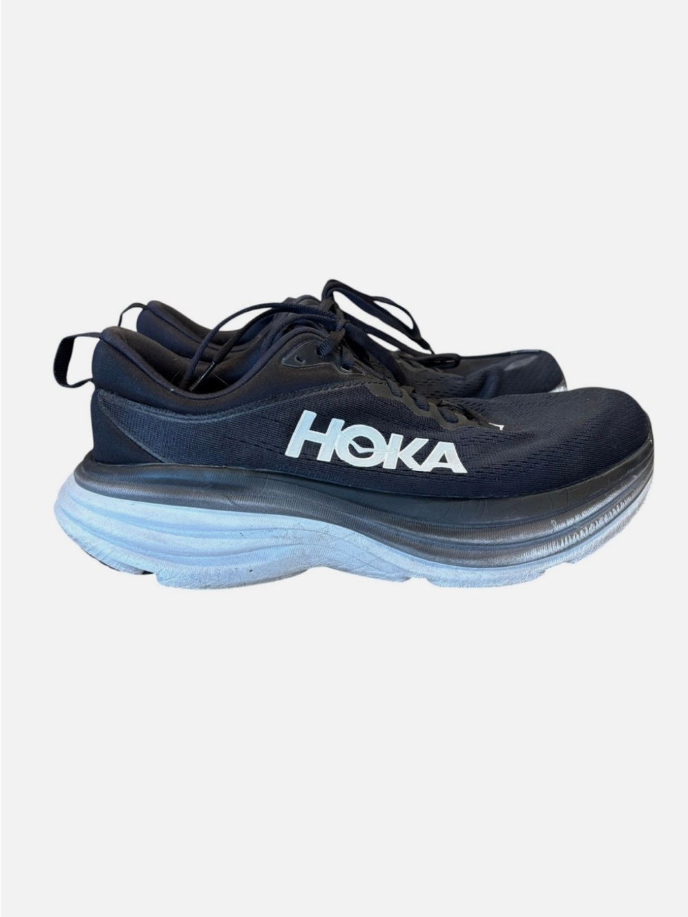 Hoka One One Bondi 8 Women's 9D WIDE Black Running Shoes 1127954 BWHT Sneakers